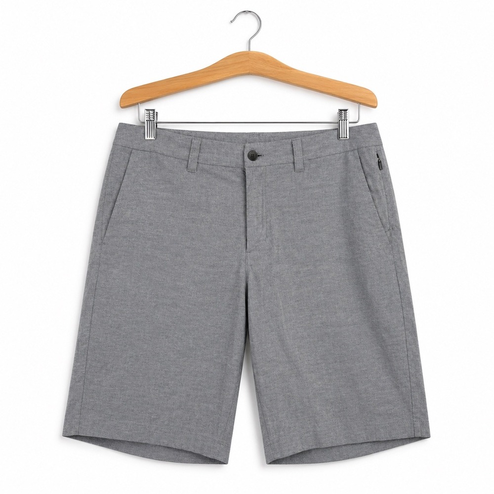 Lululemon Commission Shorts Mens 34 Grey Heathered Cotton Blend Chino Shorts